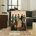 The Modern African American Fashion Woman Suit Canvas Wall Art Poster features a confident woman in a sophisticated suit, combining contemporary fashion with bold artistic expression