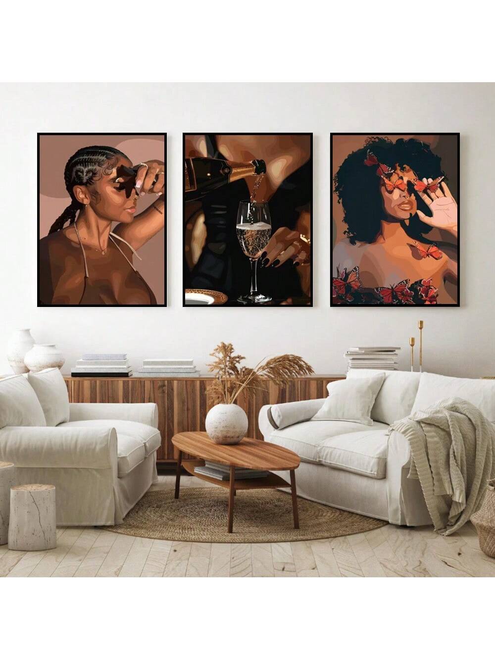 Elevate your living space with this Modern African American Wall Art Set, featuring three vibrant pop art posters. Each piece celebrates contemporary fashion and culture, adding a bold, stylish statement to your home decor. Perfect for creating a dynamic focal point, these prints bring color and personality to any room with expert craftsmanship and modern design.