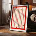 Abstract red cream geometric typography wall art print