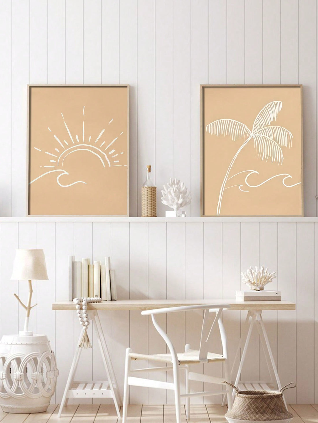 Elevate your living space with this Modern Beach Palm Canvas Wall Art Set, featuring two frameless pieces that capture the serene beauty of coastal palms. Perfect for living rooms and kitchens, this surf-inspired decor adds a fresh, contemporary touch to any room. Its minimalist design complements various interior styles, making it an ideal holiday gift for those who appreciate modern beach aesthetics. Durable and easy to hang, this set brings a calming seaside vibe to your home effortlessly.