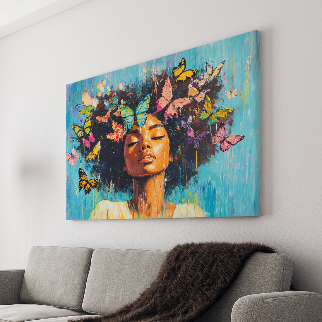 Elevate your living room, sofa backdrop, or bedside with this stunning Modern Butterfly Portrait Canvas Wall Art. Its intricate design and high-quality canvas material will add a touch of sophistication to any room. Expertly crafted to bring beauty and style to your home decor.
