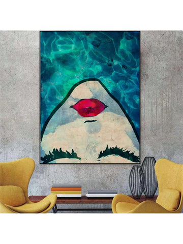 Unleash sophistication and style with this modern chic canvas art featuring an abstract pool woman with bold red lips. Enhance any home decor with this unique piece, adding a touch of elegance and charm. Bring a sense of luxury and fashion to your living space.