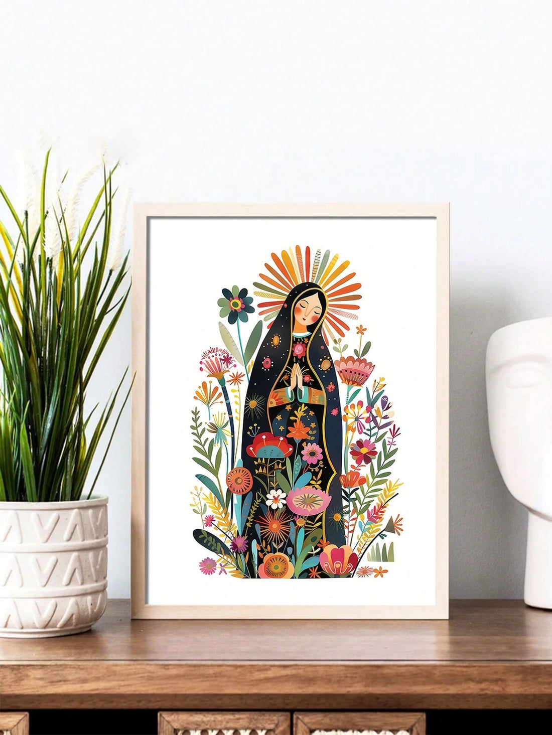 Elevate your living space with this Modern Christian Wall Art featuring a digital print of Our Lady of Guadalupe. This piece combines contemporary design with profound spiritual symbolism, making it an inspiring addition to any home decor. Perfect for those seeking to express faith through art, it offers a meaningful focal point that enriches your environment with both beauty and devotion.