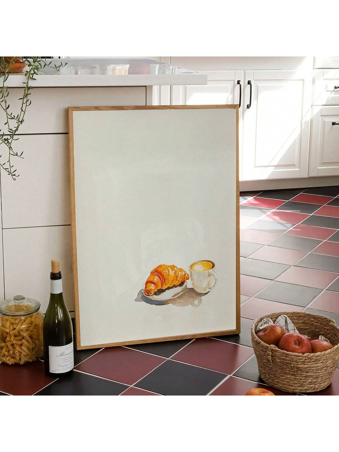 Elevate your kitchen or dining space with this Modern Croissant and Coffee Canvas Wall Art. Featuring a sleek, contemporary design, it captures the inviting essence of a stylish breakfast moment. Crafted to complement modern interiors, this canvas adds warmth and sophistication, making your morning routine visually inspiring. Durable and easy to hang, it’s an expert choice for enhancing your culinary environment with tasteful decor.