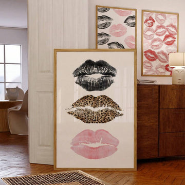 Modern Fashion Kiss Lip Print Aesthetic Canvas Poster 