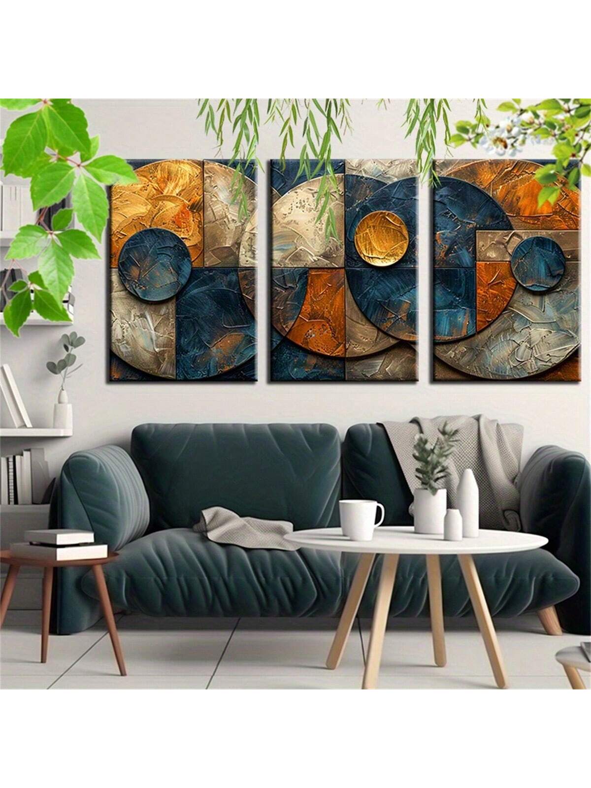 Elevate your living space with this Modern Geometric Canvas Wall Art Set, featuring three unframed pieces designed to complement contemporary interiors. Each artwork showcases clean lines and bold shapes, creating a cohesive visual impact that enhances any room’s aesthetic. The unframed design allows for versatile display options, making it easy to customize your decor style. Ideal for adding a sophisticated, modern touch to your home or office.