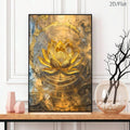 Elevate your space with this stunning Modern Golden Lotus Canvas Art Print. Featuring an elegant floral design with graphic elements, this waterproof canvas painting brings contemporary sophistication to any room. Perfect for dining rooms, home offices, or as a thoughtful gift, this unframed hanging painting combines artistic beauty with practical durability. The golden lotus motif adds a touch of luxury and tranquility to your walls, making it an ideal choice for those seeking meaningful wall decor that co