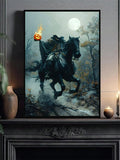 Capture the haunting spirit of autumn with this Modern Headless Horseman Art Print. Perfect for fans of dark gothic fantasy, this eerie Halloween decor piece adds a mysterious and atmospheric touch to your seasonal display. Crafted with attention to detail, it evokes the chilling legend while complementing your fall aesthetic with a sophisticated edge. Ideal for creating a captivating focal point in any room during the spooky season.