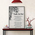 Humble And Kind lyrics canvas poster with a pine tree and sheet music