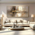 Modern Large Beige Gray Golden Abstract Canvas Poster