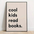 Beige Cool Read Books canvas poster in modern mid-century style