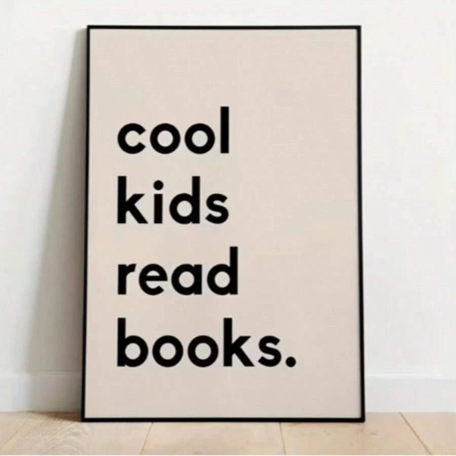 Beige Cool Read Books canvas poster in modern mid-century style