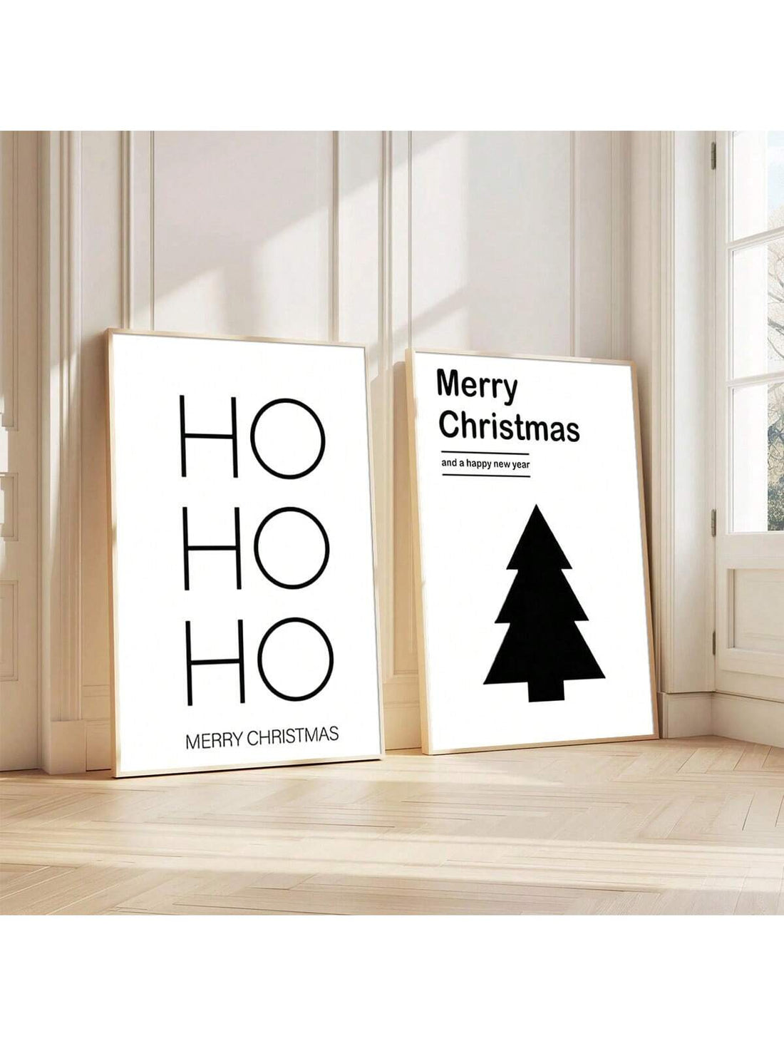 Transform your holiday space with this sophisticated canvas print set featuring a sleek, contemporary Christmas tree paired with playful "Ho Ho Ho" lettering. Designed for those who appreciate understated elegance, these minimalist pieces blend festive spirit with modern aesthetics. The clean lines and neutral palette complement any interior style while adding seasonal warmth to your walls. Perfect for creating an Instagram-worthy holiday display that feels curated rather than cluttered. Ideal for living ro