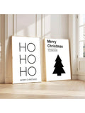 Transform your holiday space with this sophisticated canvas print set featuring a sleek, contemporary Christmas tree paired with playful 
