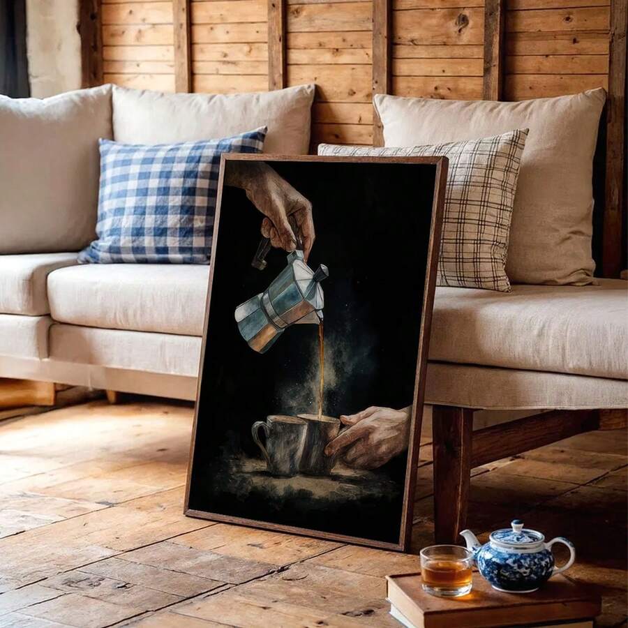 Elevate your space with this modern minimalist coffee-themed watercolor canvas art. Featuring soft, artistic brushstrokes and a sophisticated color palette, this piece brings warmth and character to any room. Perfect for living rooms, bedrooms, and offices, it complements contemporary and eclectic décor styles. The high-quality canvas construction ensures durability and a gallery-worthy finish. Whether you're a coffee enthusiast or simply appreciate understated elegance, this artwork adds a touch of calm so