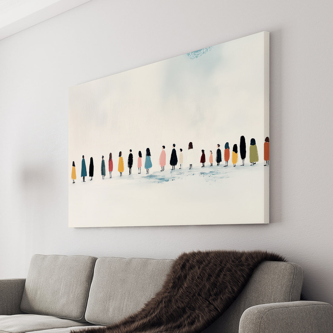 Elevate your living space with this Modern Minimalist Wall Art Canvas Print, featuring colorful silhouettes in clean, sleek lines. Perfect for a stylish living room, sofa backdrop, bedside decoration, or to add a pop of color to your home decor. Don't settle for ordinary, make a statement with this modern and chic piece.