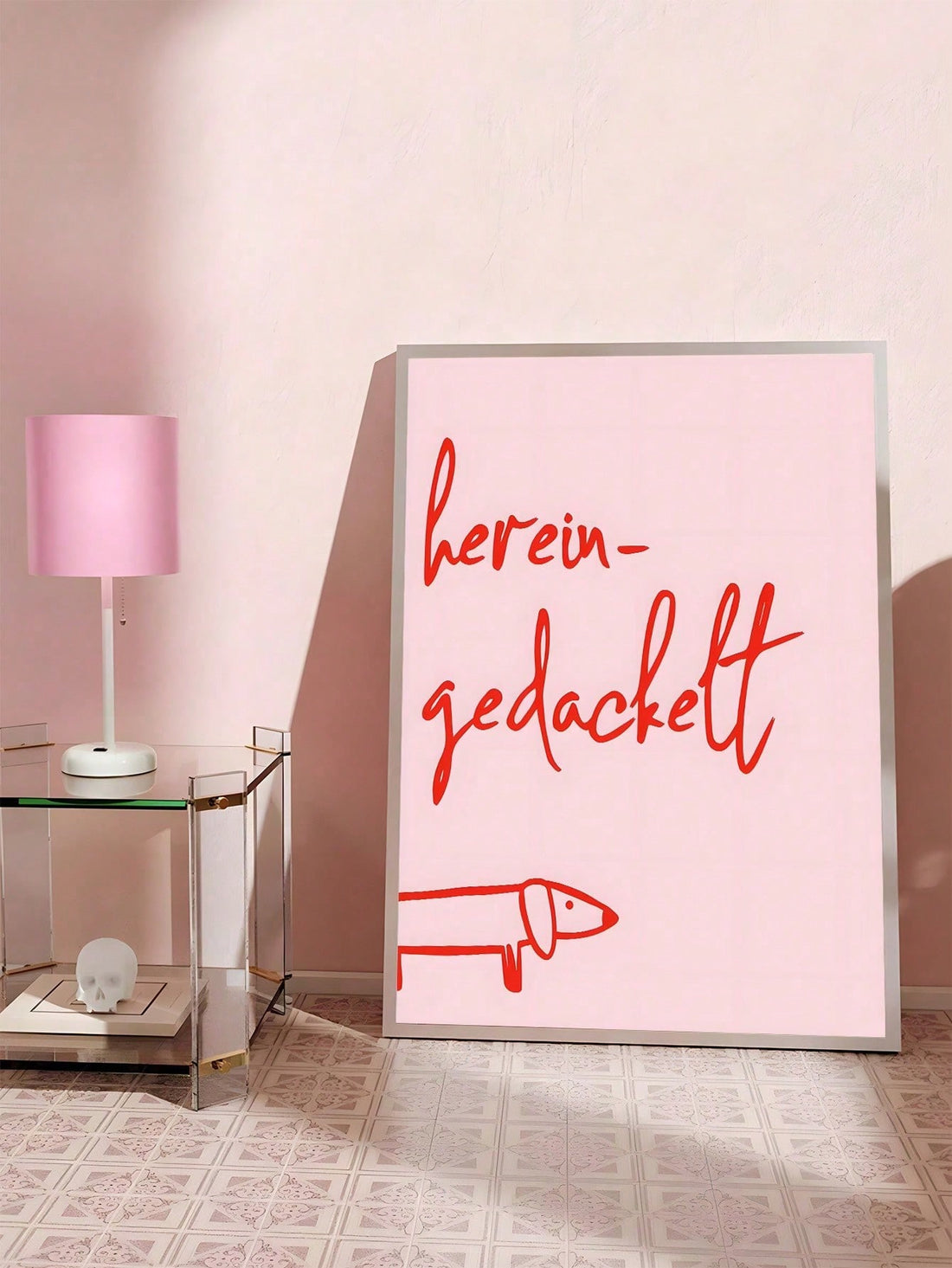 Elevate your bedroom decor with this Modern Pink Abstract Sausage Dog Oil Painting Poster. Featuring a stylish and contemporary design, this canvas wall art adds a unique artistic touch while complementing modern interiors. Its vibrant pink hues and abstract form create a focal point that enhances the ambiance, making it an ideal choice for those seeking sophisticated and playful decoration. Crafted to bring both charm and elegance, this poster transforms any space into a refined and inviting environment.