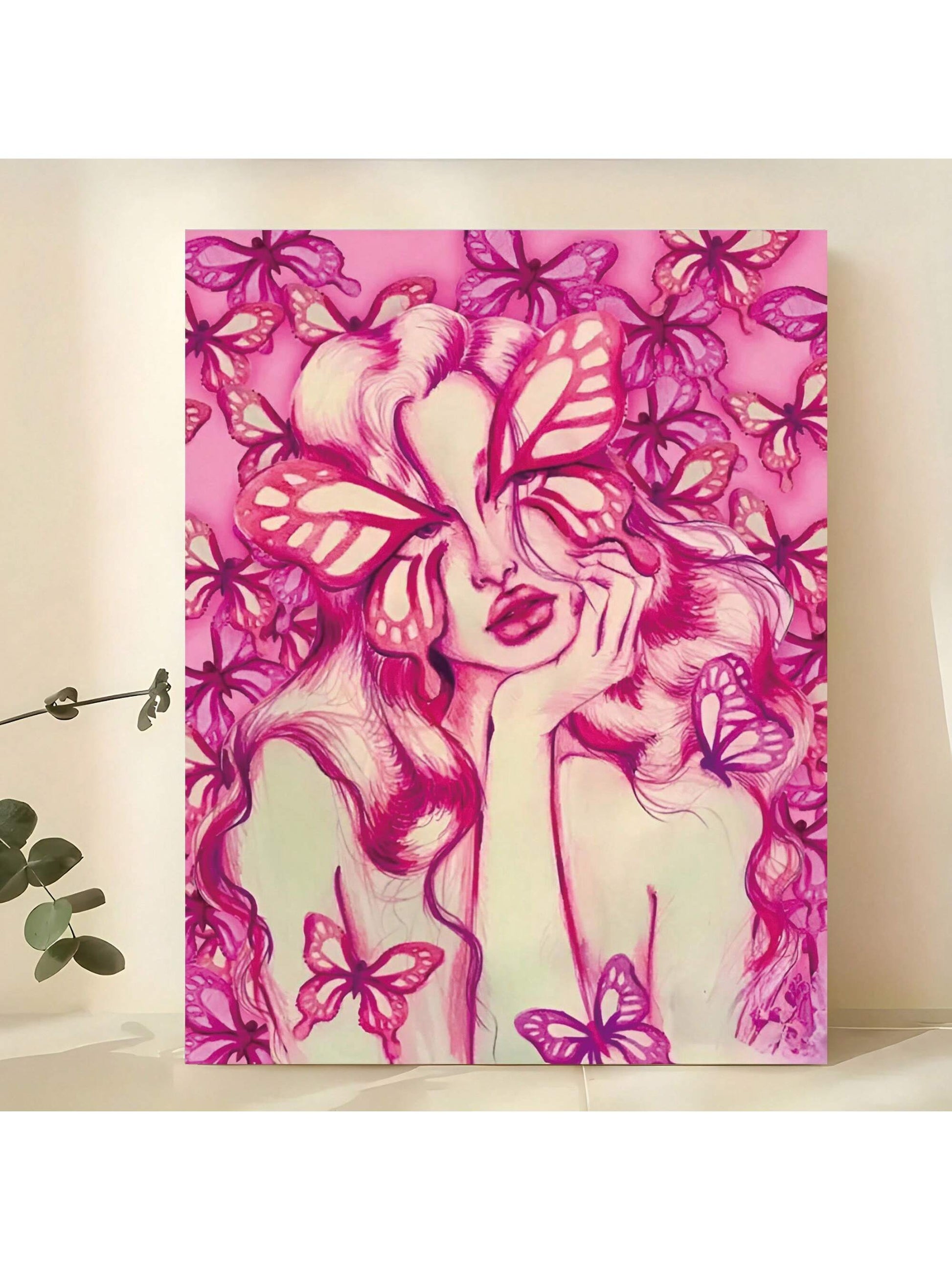 Elevate your wall decor with our Modern Pink Butterfly Woman Portrait Canvas Art. This elegant piece adds a touch of sophistication to any room, making it perfect for bedrooms, living rooms, and offices. The beautiful butterfly and woman portrait design adds a sense of tranquility and style.