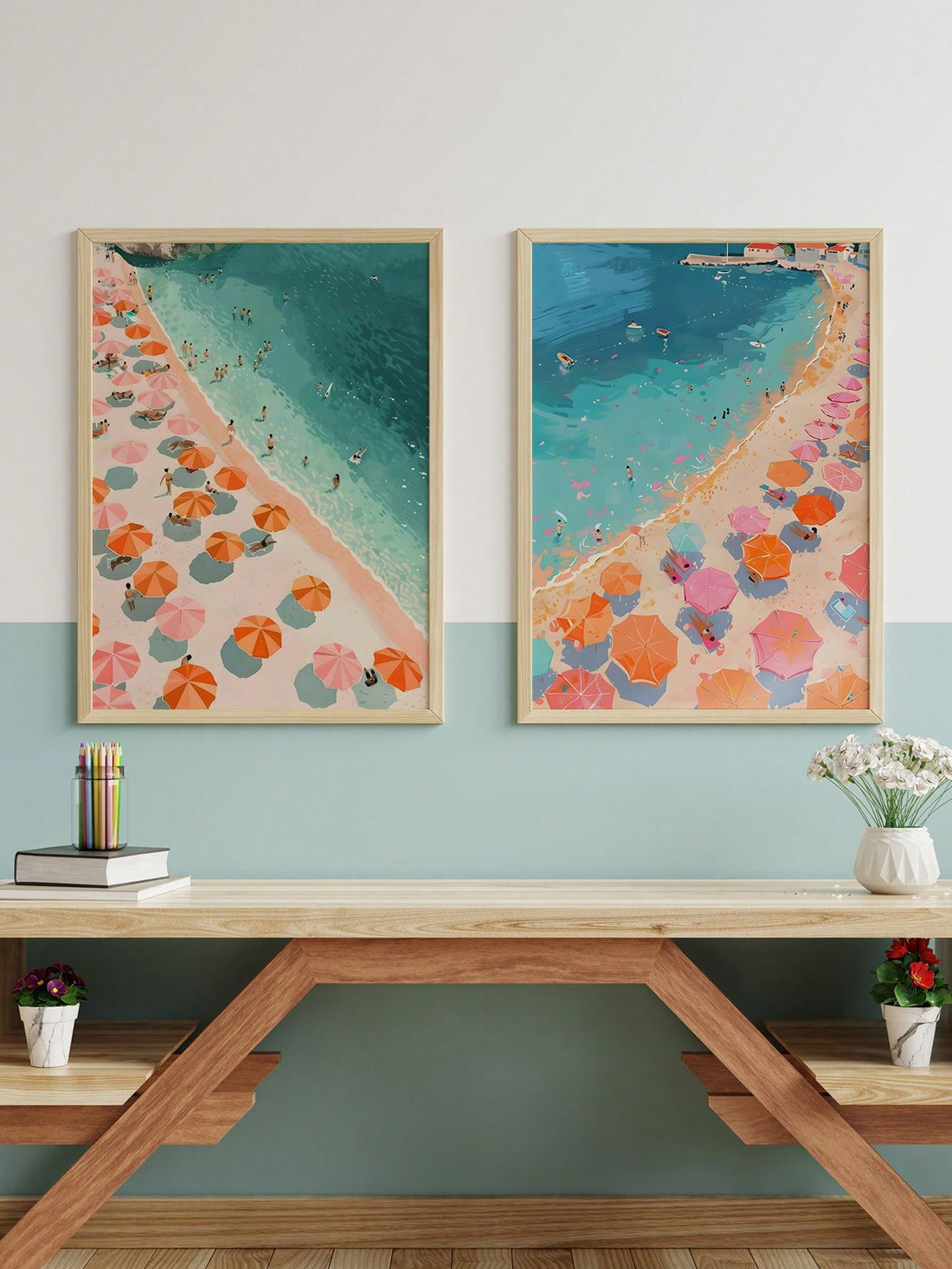 Enhance your living space with this Modern Summer Beach Canvas Art Set, featuring two vibrant sunbathing-themed posters. Perfectly sized for living rooms or dorms, these high-quality canvas prints bring a refreshing coastal vibe indoors. Their contemporary design complements various decor styles, creating a relaxing atmosphere that evokes the warmth and tranquility of summer days by the sea. Durable and easy to hang, this set offers an effortless way to elevate your environment with expert-curated beach-ins