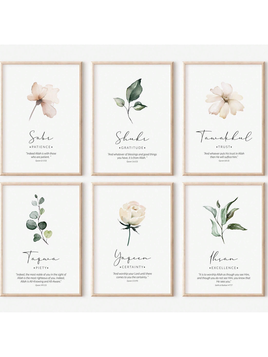 Elevate your space with this Modern Unframed Islamic Wall Art Set, featuring inspiring canvas prints adorned with delicate watercolor flowers. Designed for both home and office environments, these artworks blend spiritual motifs with contemporary aesthetics, creating a serene and uplifting atmosphere. The unframed format allows for versatile display options, making it easy to complement various interior styles while adding a touch of elegance and inspiration.