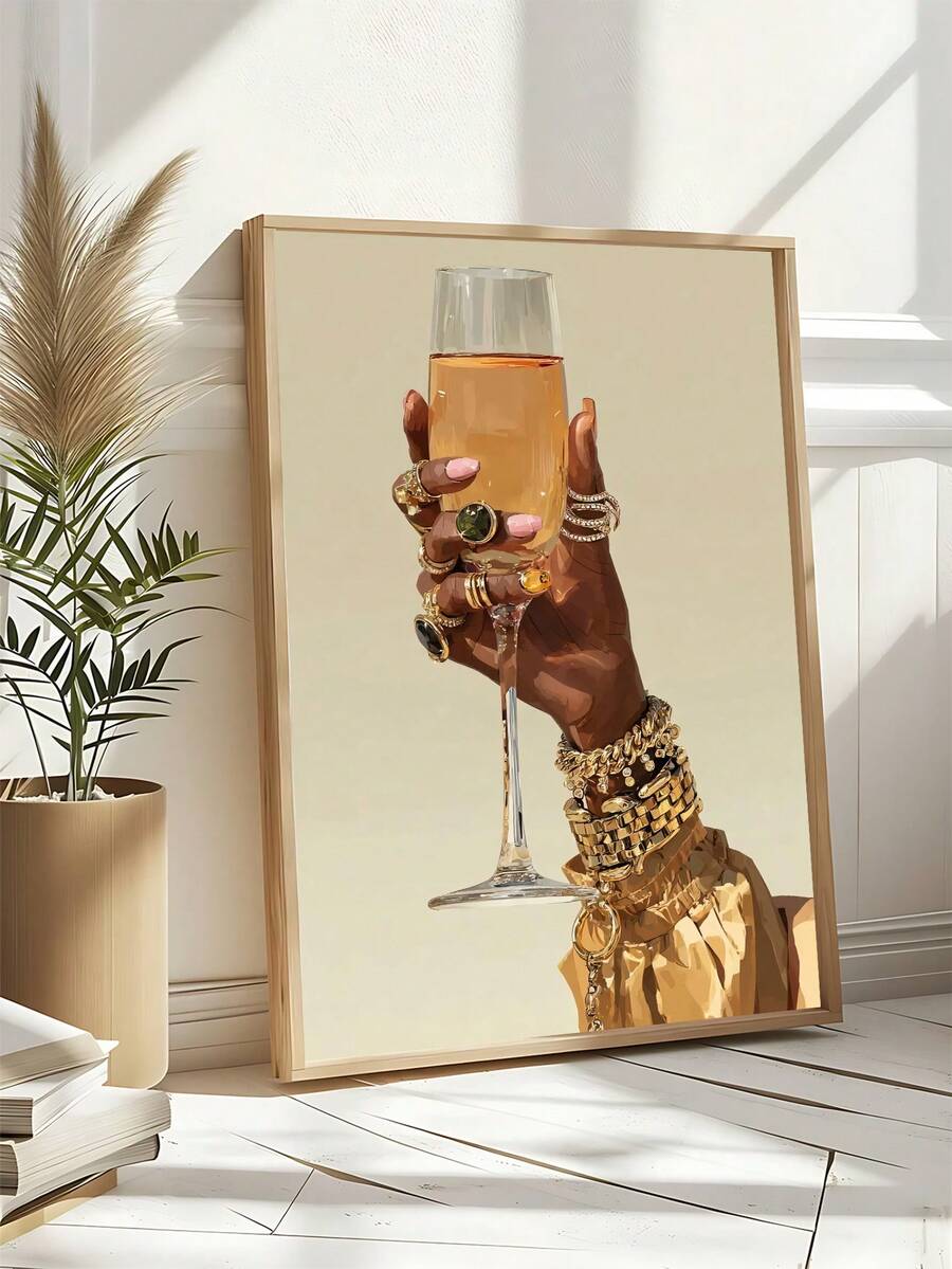 Whiskey print showing pink nails gold accessories and luxe feminine bar decor