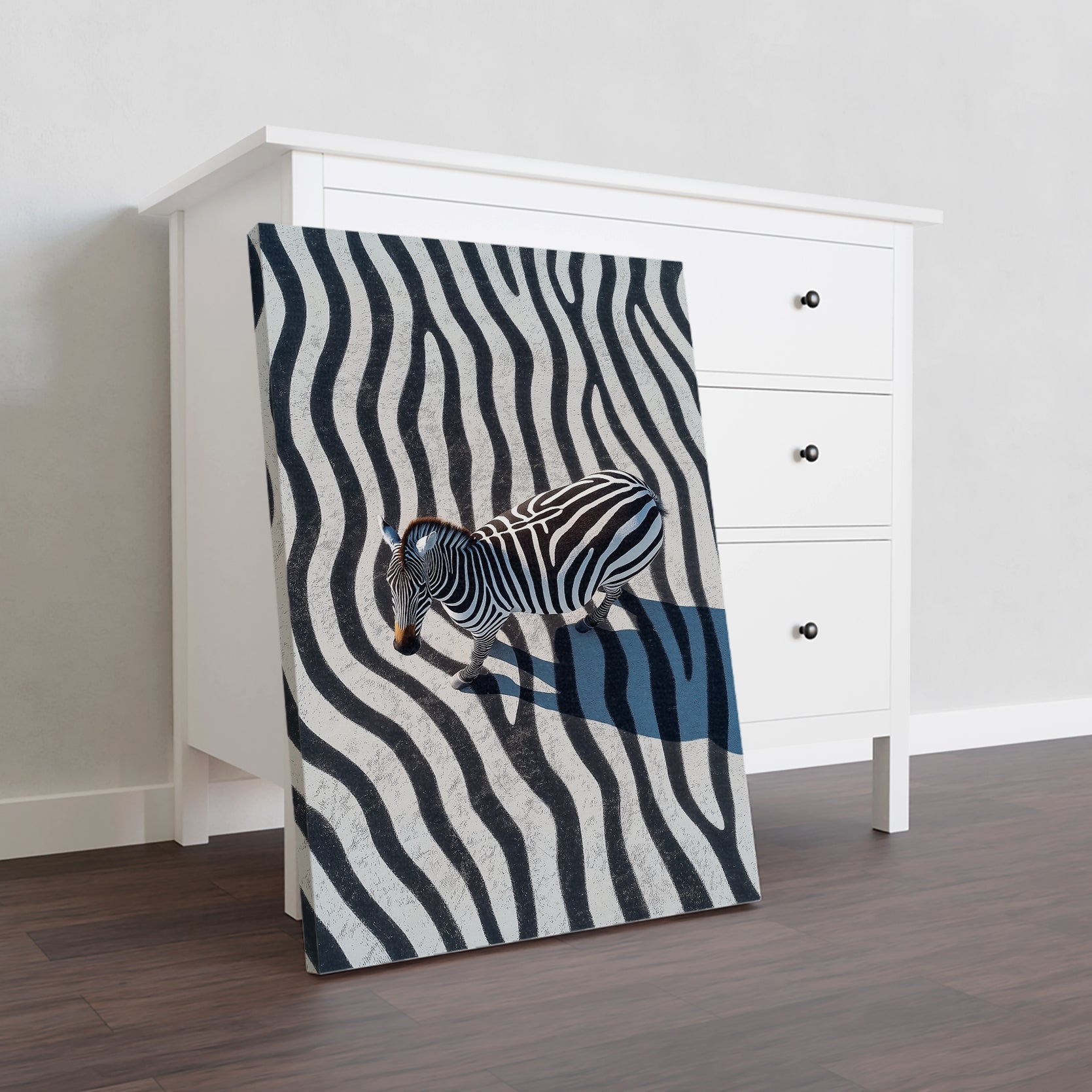 Transform your space with the Modern Zebra Wall Art Canvas Print. Featuring striking black and white stripes, this wildlife photography decor adds a contemporary touch to any room. Perfect for living room, sofa backdrop, bedside decoration, or any other area in need of a unique and stylish upgrade.