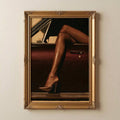 Moody Dark Retro Car & Burgundy Heels Old Money Canvas Poster 