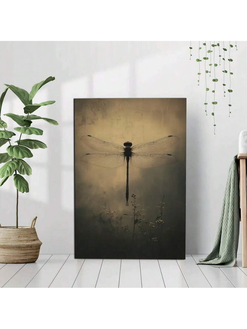Add a touch of vintage charm to your home decor with our Moody Dragonfly Wall Art. Featuring a beautiful botanical canvas, this framed piece exudes rustic elegance. Expertly crafted with scientific precision, the vintage design is perfect for any space. Bring nature inside and elevate your home today.