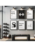 Boost your home gym with our Motivational Gym Wall Art Set! This set includes 6 art deco frameless posters, perfect for decorating your workout space. With inspiring messages and stylish designs, these posters will keep you motivated and focused on reaching your fitness goals. Elevate your gym decor and your workouts with our art set.