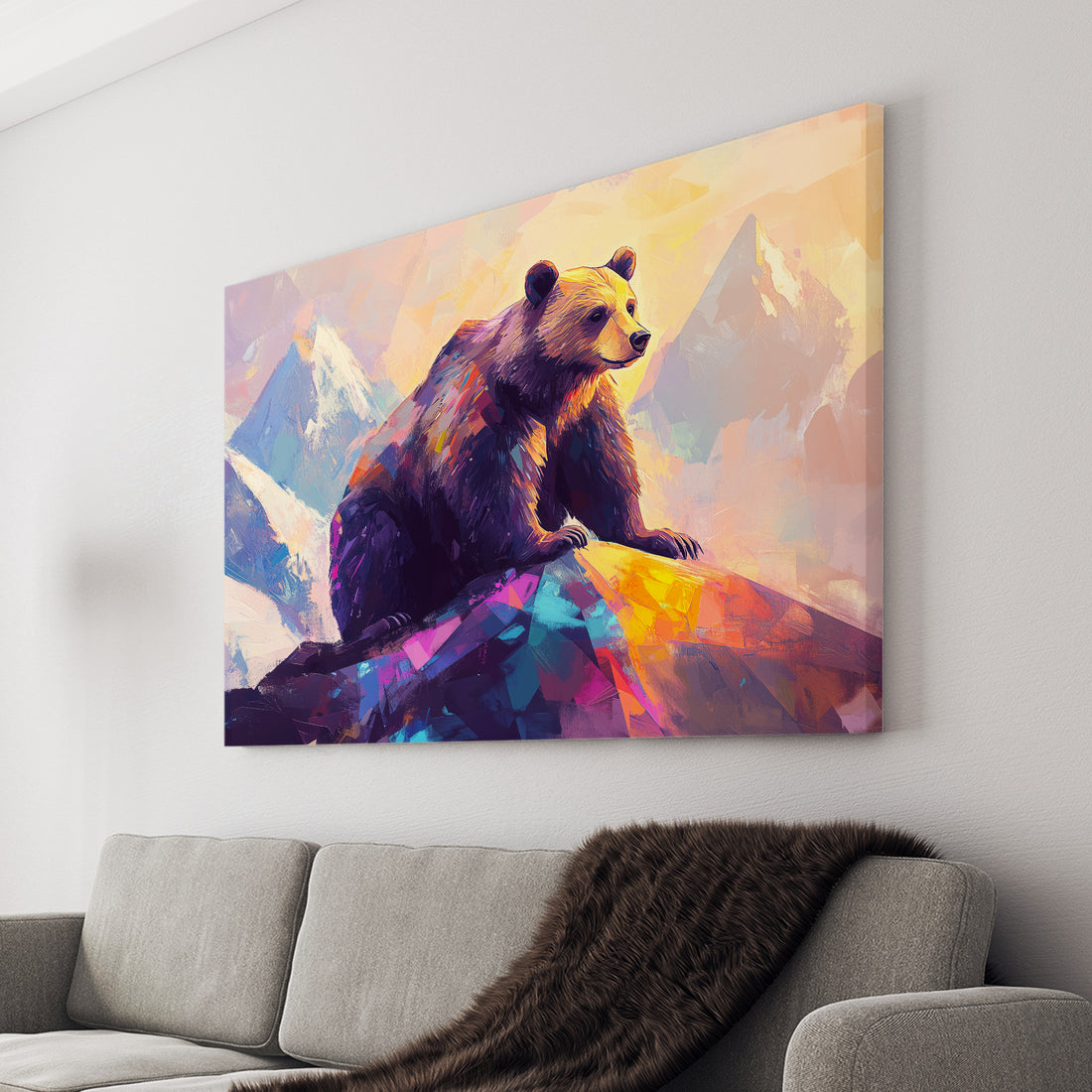 Expertly crafted and brightly colored, our Mountain Bear Canvas Wall Art will add a touch of wild beauty to your living room, sofa backdrop, or bedside. Made with high-quality materials, this unique piece of home decor is perfect for anyone who appreciates the majesty of wildlife.