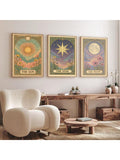 Transform your space with this captivating Mystical Astrology Canvas Art. Featuring enchanting sun, moon, and star designs with tarot-inspired graphics, this unframed canvas painting brings boho elegance to any room. The multicolor graphic and letter pattern creates visual interest while maintaining a modern aesthetic.