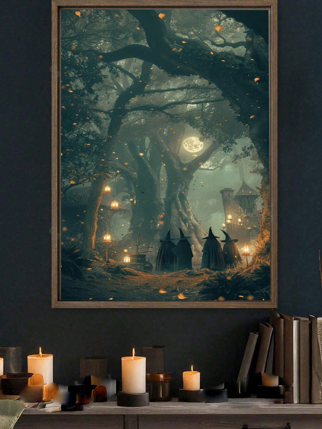 Elevate your seasonal decor with this Mystical Gothic Witch Canvas Wall Art, featuring an enchanting forest scene perfect for Halloween and autumn. Crafted with rich gothic elements, it adds a unique, atmospheric touch to any room. Its detailed imagery invites a captivating, mysterious ambiance, making it an ideal focal point for creating a sophisticated, spooky environment that complements your seasonal style. Durable and ready to hang, this mural seamlessly blends art and decor to enhance your home’s autu