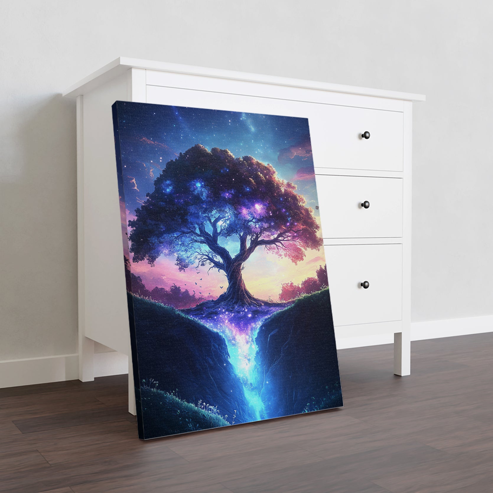 Transform your living space into a mystical forest with our Mystical Tree Canvas Wall Art. Featuring a stunning galaxy night sky print, this fantasy nature artwork will add depth and character to any room. Perfect for living rooms, sofa backdrops, or bedside decoration, it's the ideal addition to your home decor.