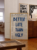 Navy Blue Retro Newspaper Print Wall Decor - 