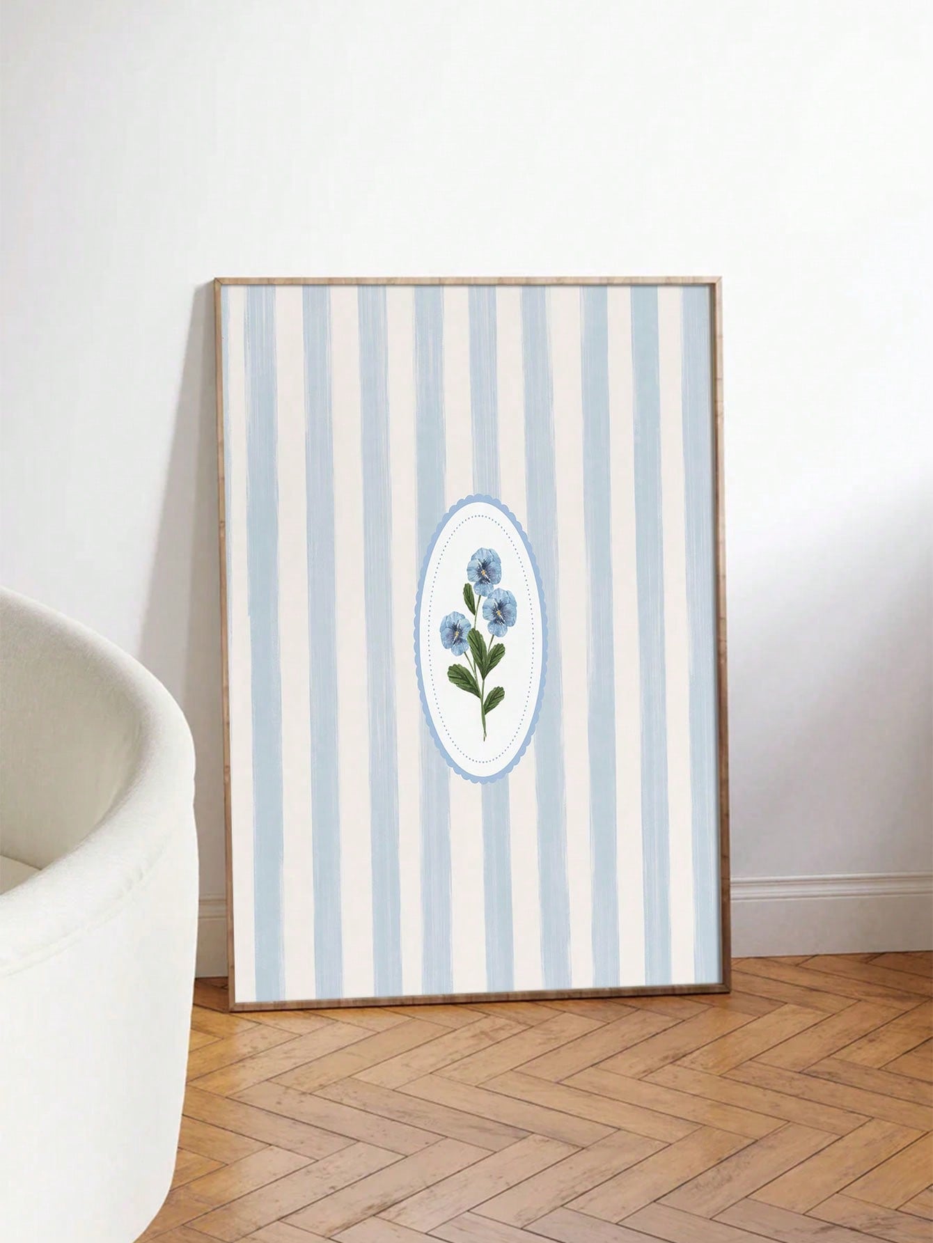 Enhance your home decor with our Navy Blue Striped Floral Canvas Wall Art. This Vintage Botanical Print adds a touch of elegance to any room. Its intricate design and high-quality materials make for a sophisticated and timeless addition to your home.