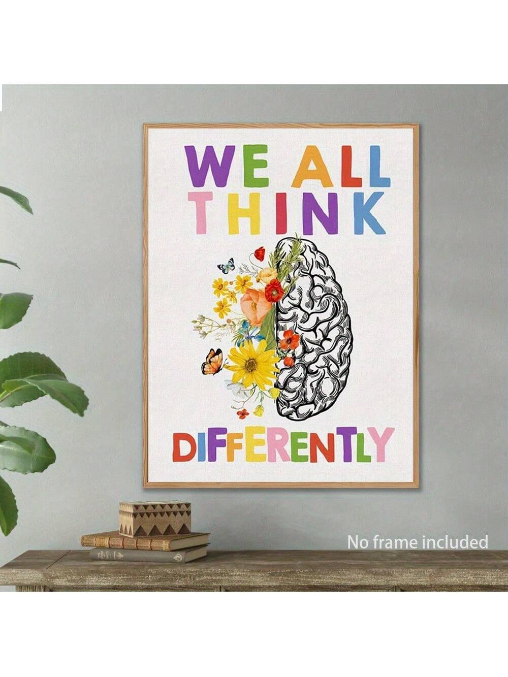 This Neurodiversity-Inspired Floral Brain Canvas Poster is the perfect addition to any space. Its unique design is both eye-catching and thought-provoking, showcasing the beauty of neurodiversity. With a touch of creativity and a positive message, it's a must-have for any environment.