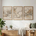 Neutral Botanical Japandi Beige Olive Green Japanese Nordic Canvas Poster Set 