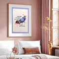 Animal quote wall art with pigeon mouse and pink hearts