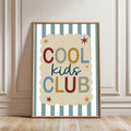 Nordic Children's Club Blue Stripe Typography Canvas Poster
