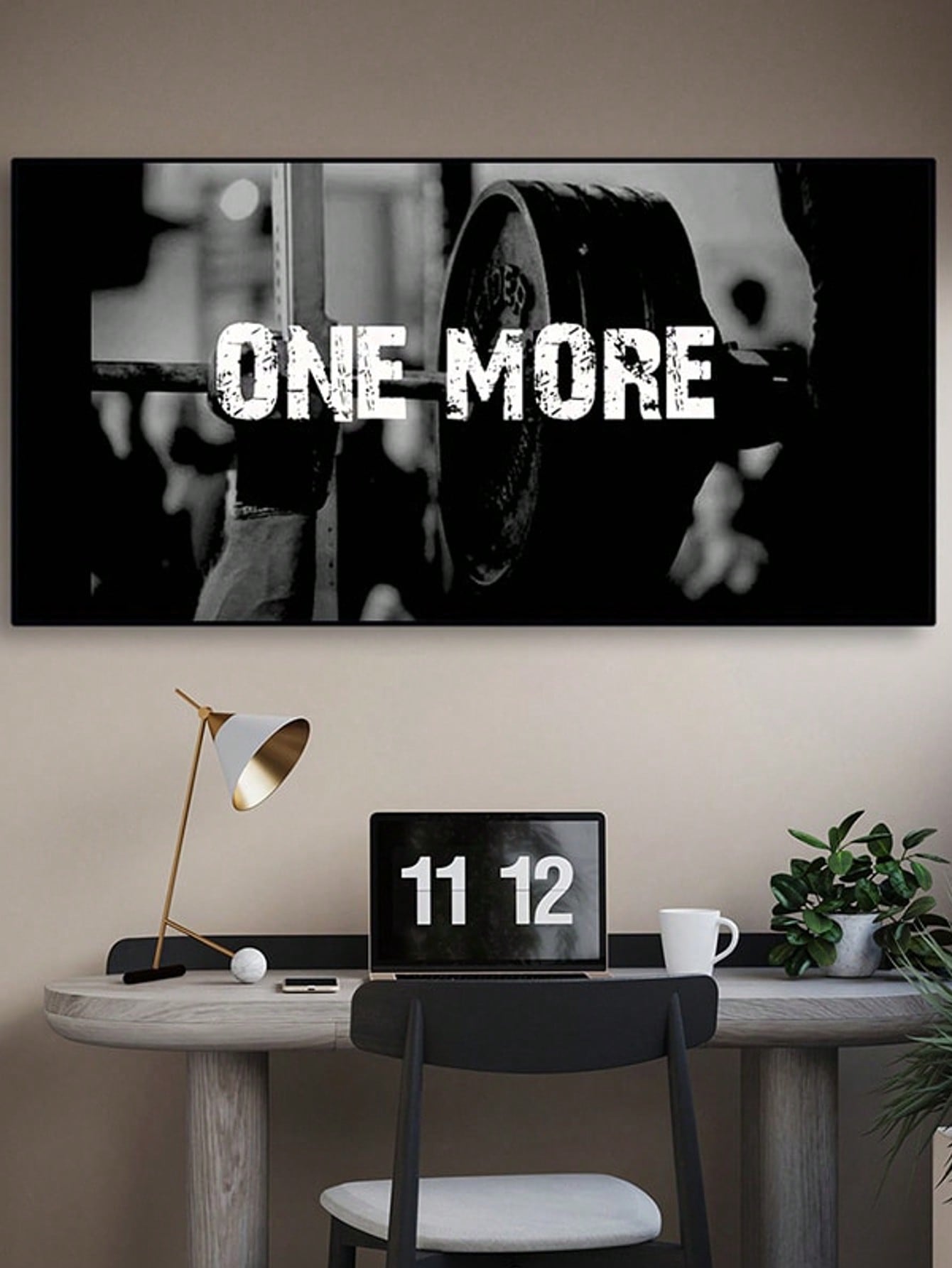 Boost your motivation and push yourself to new heights with the ONE MORE REP Motivational Canvas Poster. This unframed inspirational fitness wall art is perfect for any gym or office setting. With its powerful message, it will help you stay focused and driven towards your fitness goals. Add a touch of inspiration and elevate your space.