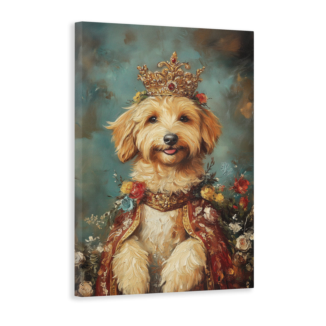 Elevate your home decor with this exquisite Royal Pet Portrait Canvas Wall Art. Featuring a vintage style dog painting with a regal crown, this piece adds a touch of sophistication to any room. Perfect for living rooms, sofas, and bedside decoration, this art piece adds an elegant charm to your home.