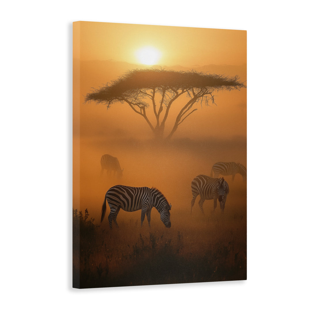 Add a touch of nature and adventure to your home with our African Safari Canvas Wall Art. Featuring a stunning photograph of zebras at sunset, this artwork is sure to be a statement piece in any living room, sofa backdrop, or bedside decoration. Bring the beauty of wildlife into your home with this high-quality print.