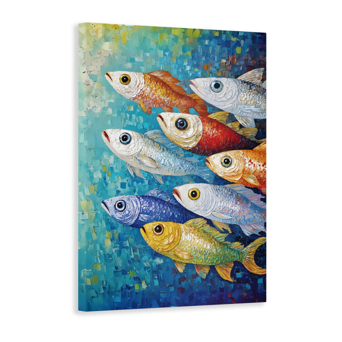 Colorful Fish Canvas Wall Art, Ocean Theme Painting, Blue Underwater Scene - For Living Room, Sofa Backdrop, Bedside Decoration, Home Decor