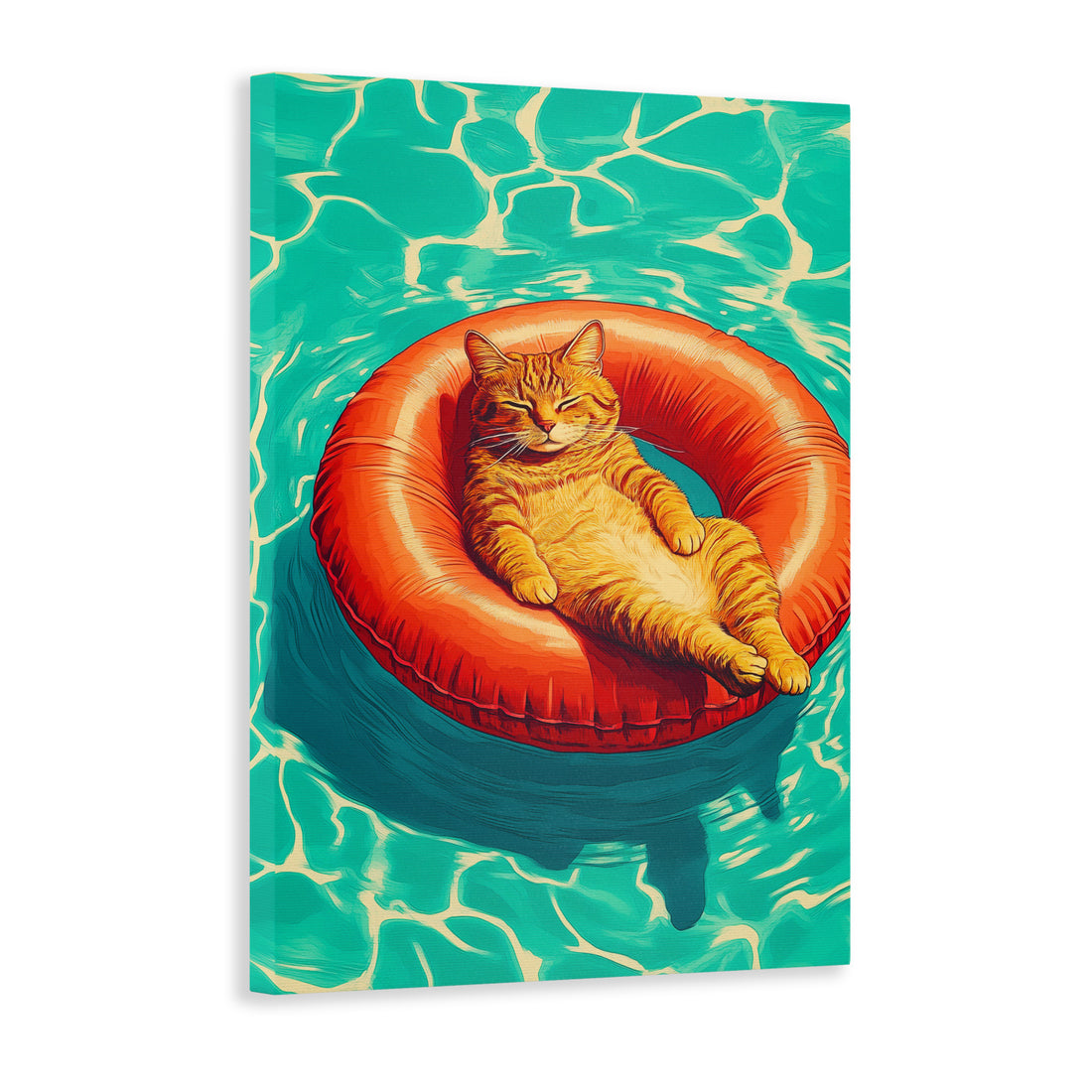 This Funny Cat Pool Float Wall Art Canvas is the perfect addition to your living room, sofa backdrop, bedside, or any room in your home. The humorous cat design adds a touch of whimsy, while the canvas material ensures durability. Bring a playful vibe to your space with this unique and fun home decor piece.