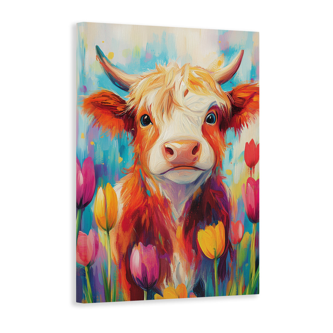 This vibrant cow painting on canvas is the perfect addition to any living room, sofa backdrop, or bedside decoration. The high-quality canvas and rich, vibrant colors bring a touch of artistic elegance to any home decor. A must-have for cow lovers and art enthusiasts alike.