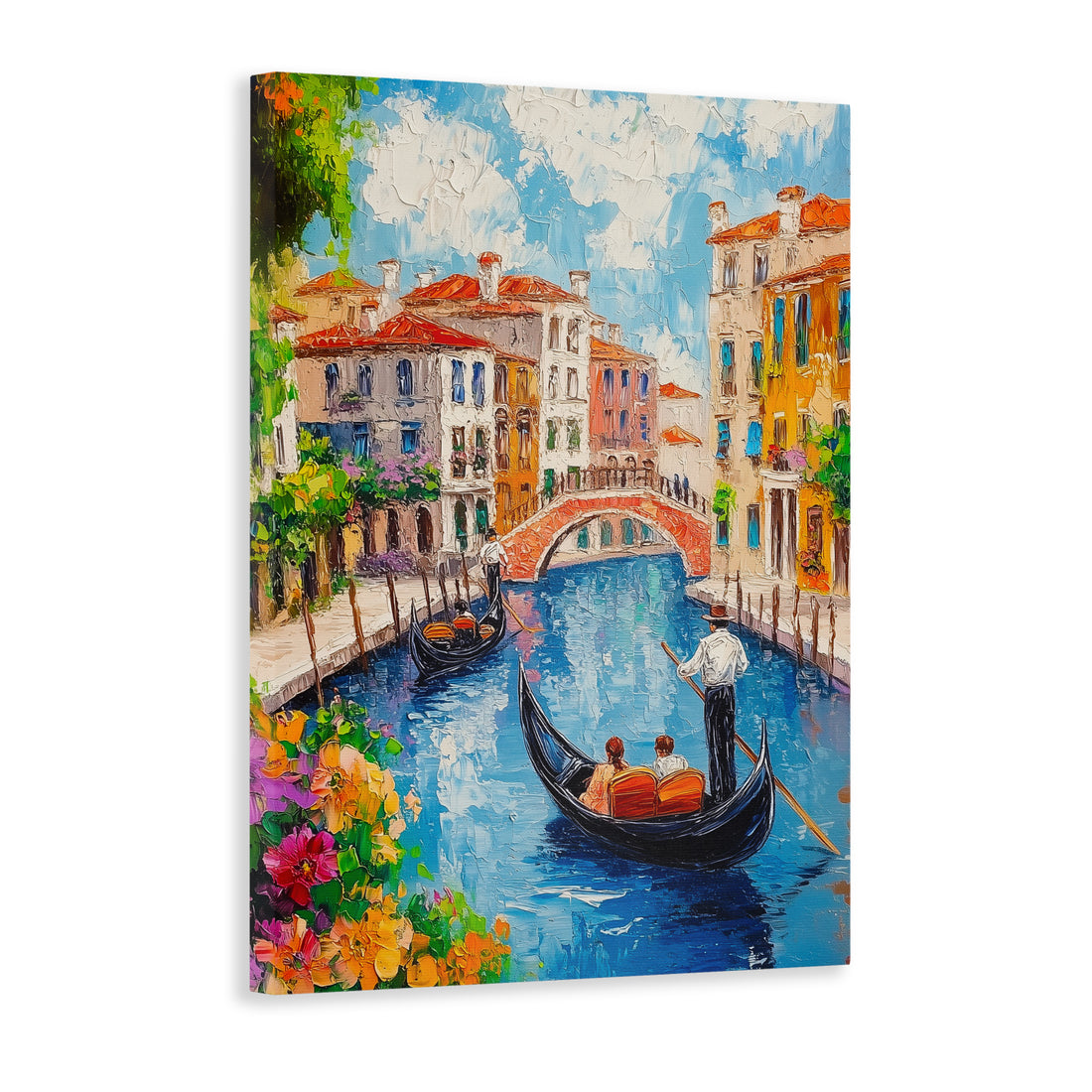 Capture the charm of Venice with this stunning oil painting canvas. Featuring a gondola scene and colorful buildings, it adds a touch of elegance to any room. Perfect for living rooms, sofa backdrops, or bedside decorations, it's the ideal piece of art to elevate your home decor.