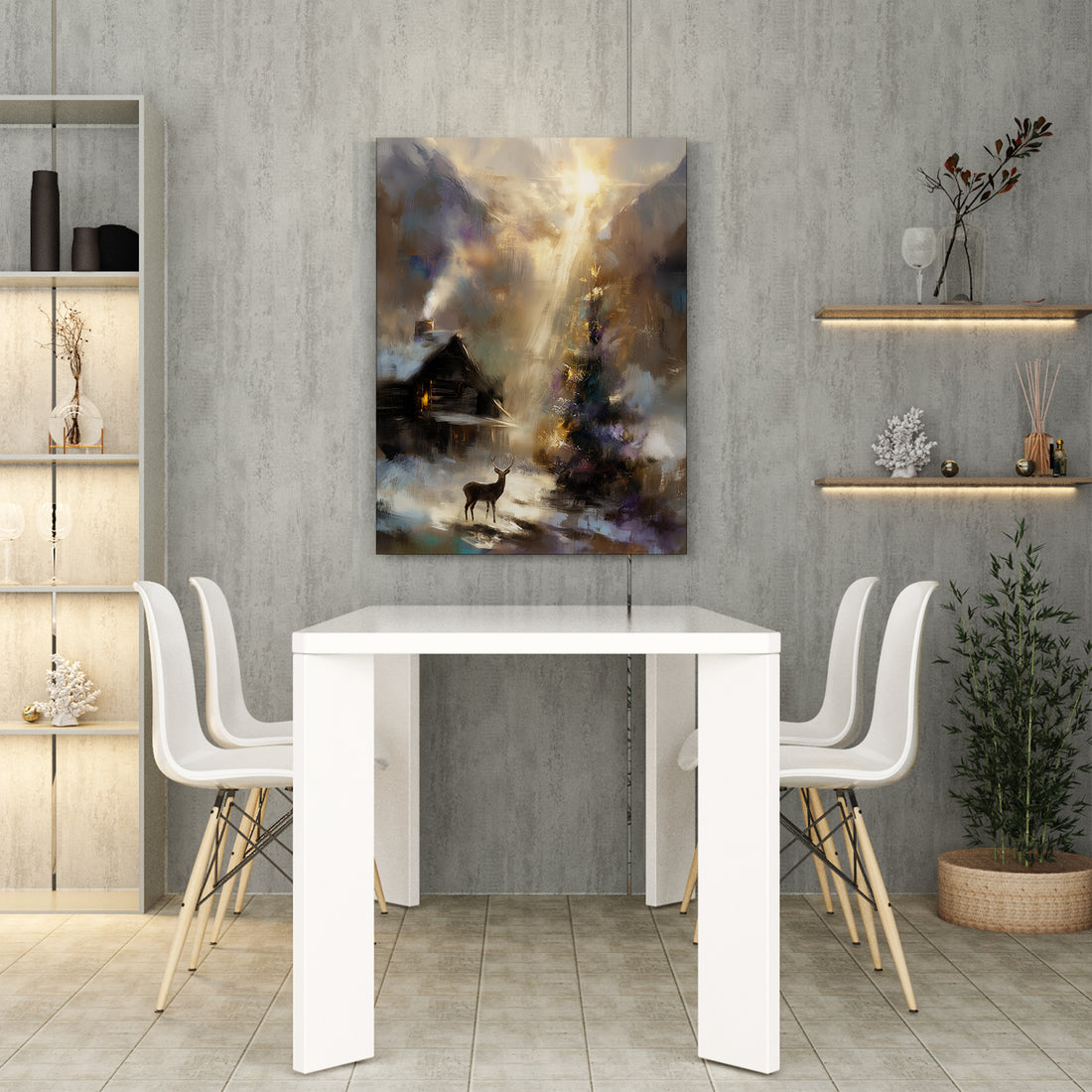 Capture the serene beauty of winter with this stunning canvas wall art featuring a majestic deer set against a pristine snowy forest backdrop. The carefully composed landscape brings nature's tranquility into your home, making it an ideal focal point for living rooms, bedside spaces, or above sofas.