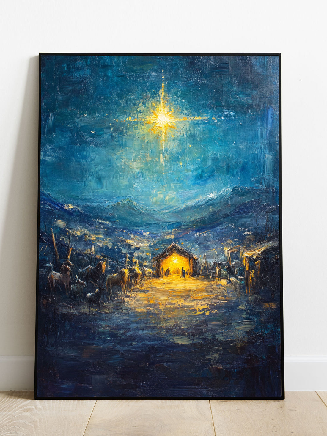 This stunning canvas poster features a depiction of God's house under the stars. Perfect for decorating your living room, sofa backdrop, or bedside, this piece brings a touch of spirituality to your home. Made with high-quality materials and without a frame, it is a versatile addition to any home decor.