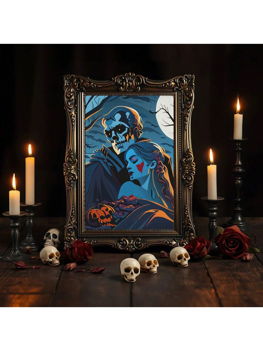 Celebrate the spirit of Halloween with this Passionate Ghost Couple Canvas Art, a unique and elegant decoration that adds a touch of whimsy to your home. Crafted with attention to detail, this canvas art captures a charming ghostly couple in a tender embrace, making it an ideal piece to enhance your seasonal décor. Its subtle yet captivating design also makes it a thoughtful gift for Halloween enthusiasts who appreciate artistic and thematic home accents. Durable and ready to hang, this canvas art effortles