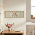 Pastel vintage tulip stamp canvas poster with sage stripes